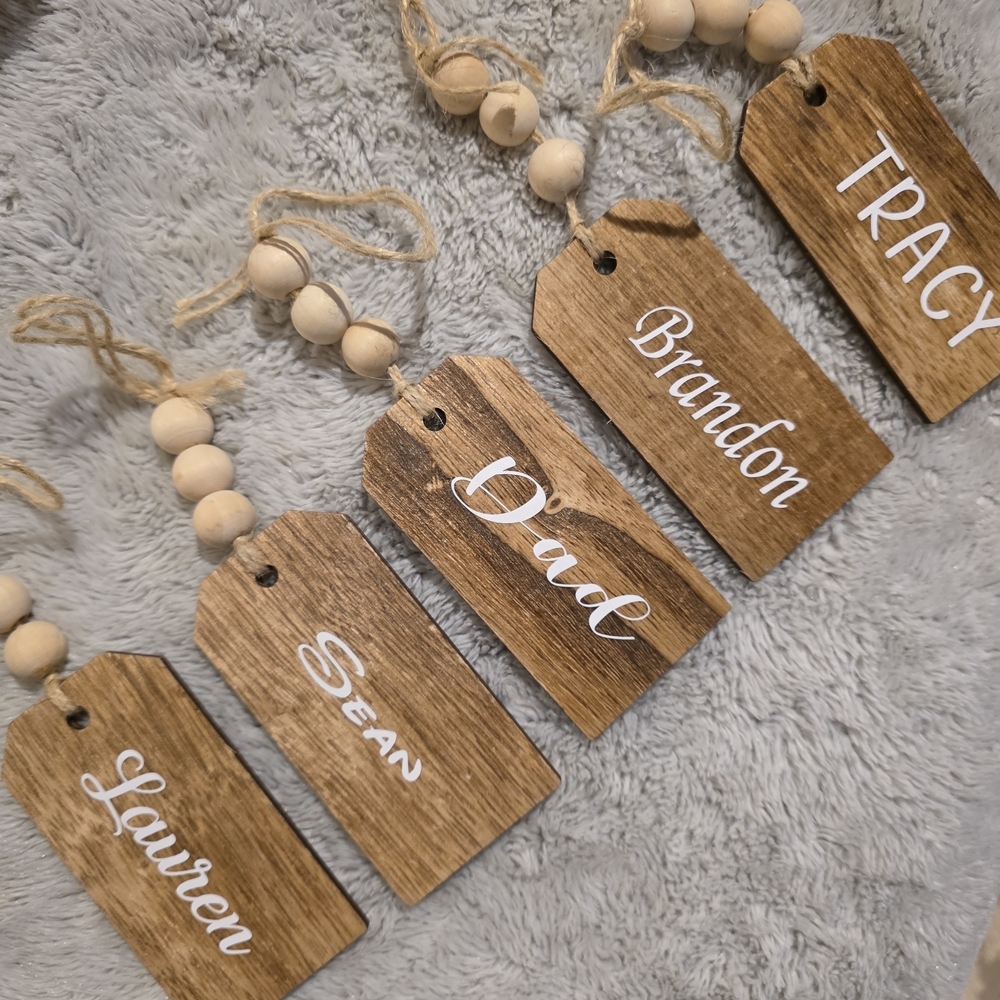Personalized Wooden Holiday Ornaments Gift Tag Stocking Tag